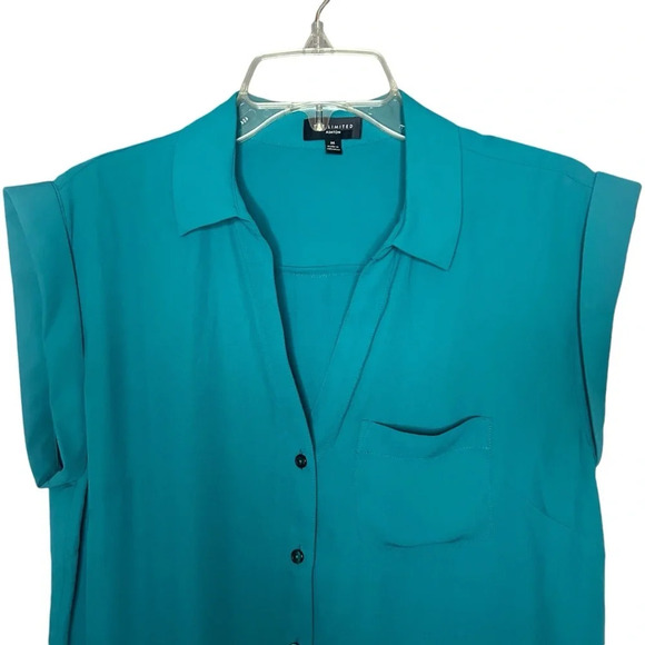 The Limited cap sleeve button up shirt Ashton teal six medium - Picture 9 of 10